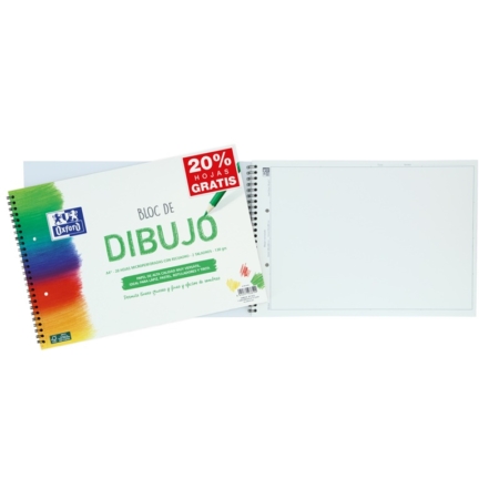 Bloc de dibujo Oxford A4+ 20 hojas con taladros y recuadro 130 g