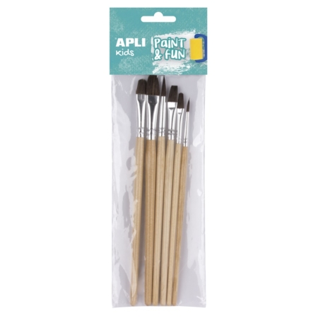 SET DE 6 PINCELES DE MADERA MEDIDAS SURTIDAS APLI