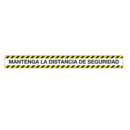 TIRA ADHESIVA DE SEÑALIZACIÓN 100 X 10CM "MANTENGA LA DISTANCIA DE SEGURIDAD"