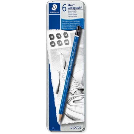 ESTUCHE DE 6 LÁPICES DE GRAFITO STAEDTLER MARS LUMOGRAPH 100