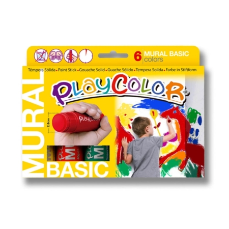 ESTUCHE DE 6 BARRAS DE TÉMPERA SÓLIDA PLAYCOLOR BASIC MURAL