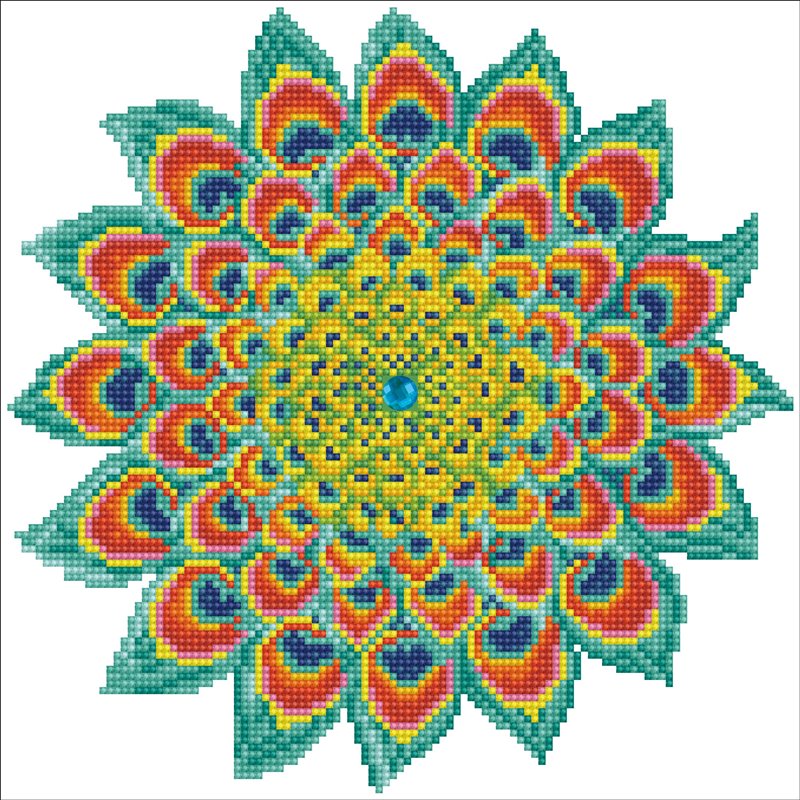 PINTAR CON DIAMANTES DIAMOND DOTZ PEACOCK MANDALA 32 X 32 CM