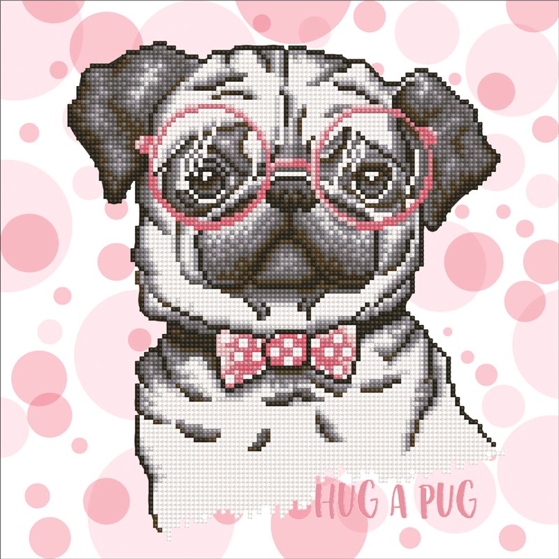 PINTAR CON DIAMANTES DIAMOND DOTZ HUG A PUG 35 X 35 CM