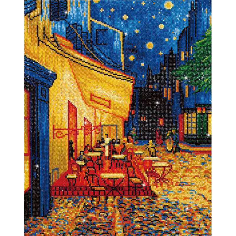 PINTAR CON DIAMANTES DIAMOND DOTZ CAFÉ AT NIGHT (VAN GOGH) 52 X 42 CM