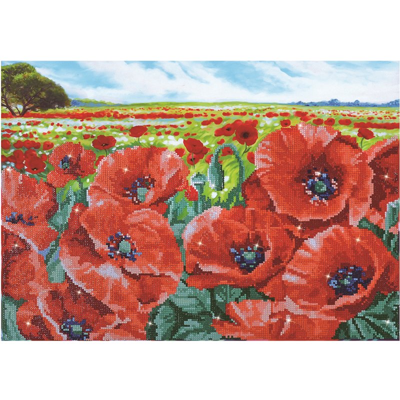 PINTAR CON DIAMANTES DIAMOND DOTZ RED POPPY FIELD 42 X 60 CM