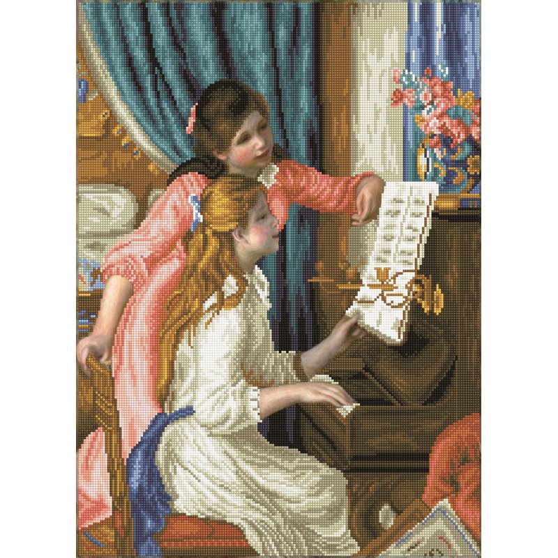 PINTAR CON DIAMANTES DIAMOND DOTZ GIRL'S AT THE PIANO (RENOIR) 66 X 48 CM