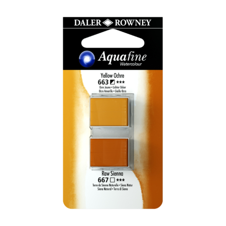 SET 2 MEDIOS ACUARELA AQUAFINE OCRE AMARILLO/SIENA NATURAL