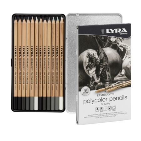 ESTUCHE 12 UDS LYRA REMBRANDT POLYCOLOR TONOS GRISES