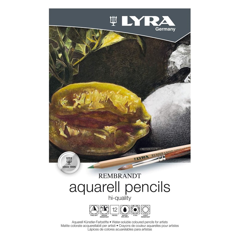 Estuche metálico de 12 lápices de colores acuarelables Lyra Rembrandt Aquarell