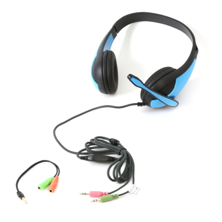 AURICULARES AZULES CON MICRÓFONO OMEGA