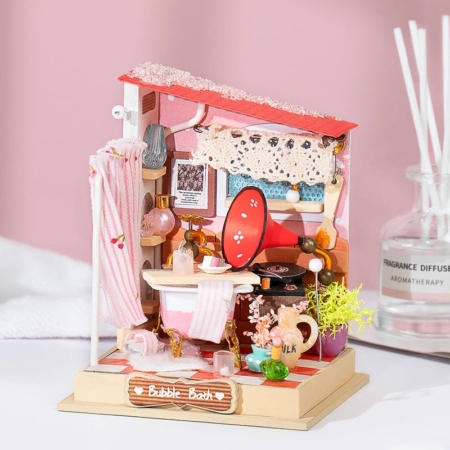 Maqueta DIY casa en miniatura Bubble Bath Bathroom