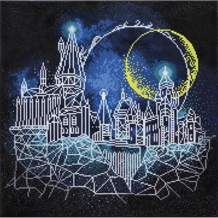 Pintar con diamantes Moon over Hogwarts 51,5 x 51,5 cm