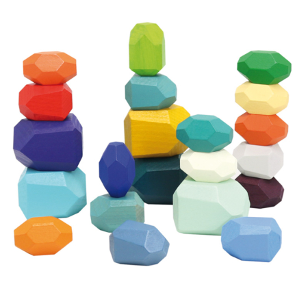 ROCAS APILABLES DE MADERA DE COLORES 21 PIEZAS