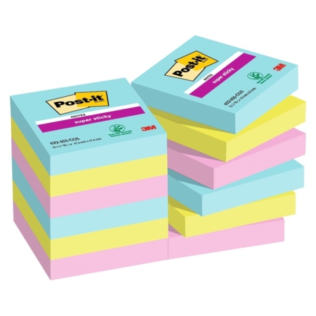 Paquete de 12 tacos de notas Post-It Super Sticky Cosmic 47,6 x 47,6 mm