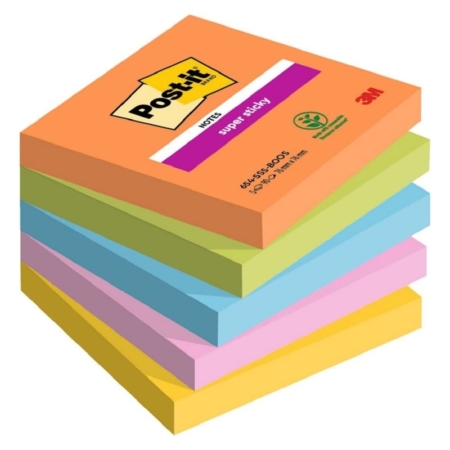 Paquete de 5 tacos de notas Post-It Super Sticky Boost 76 x 76 mm