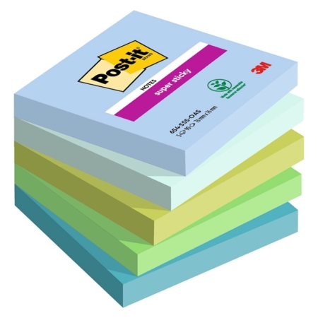 Paquete de 5 tacos de notas Post-It Super Sticky Oasis 76 x 76 mm