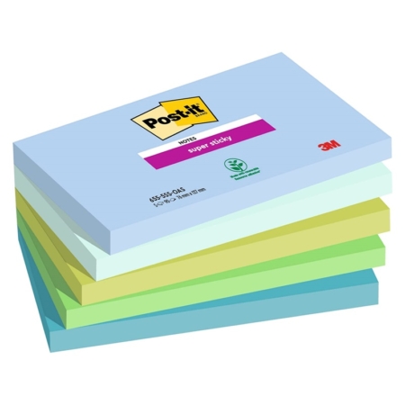 Paquete de 5 tacos de notas Post-It Super Sticky Oasis 76 x 127 mm