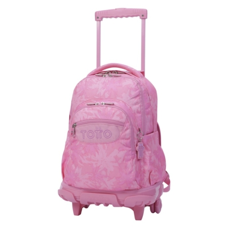 Mochila escolar con ruedas Totto Renglones palmeras rosas