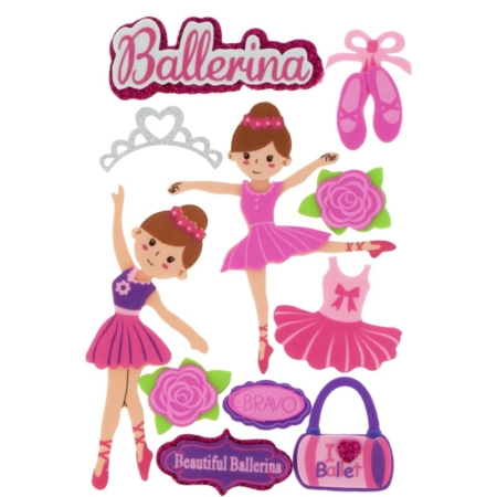 Set de figuras adhesivas de goma eva 3D bailarinas