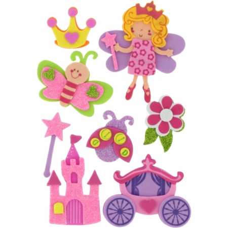 Set de figuras adhesivas de goma eva 3D princesas