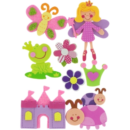Set de figuras adhesivas de goma eva 3D princesas
