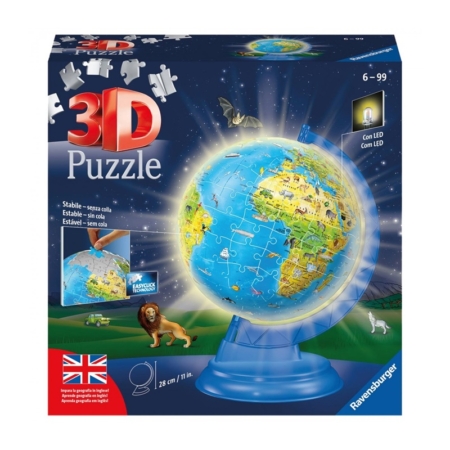 Puzzle 3D globo geográfico con luz 180 piezas