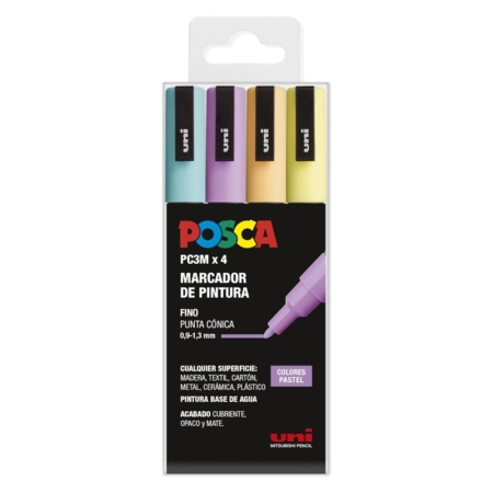 Estuche de 4 rotuladores Posca PC-3M Pastel