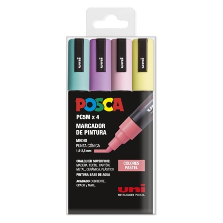 Estuche de 8 rotuladores Posca PC-5M Pastel