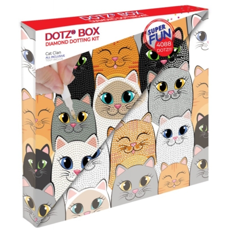 Pintar con diamantes Diamond Dotz Cat clan 28 x 28 cm