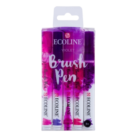 Estuche de 5 rotuladores con punta pincel Ecoline Brush Pen colores violeta