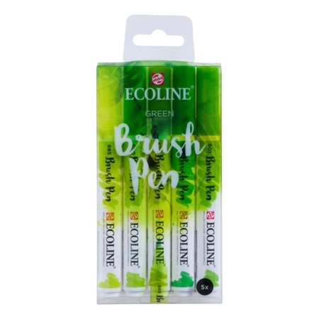 Estuche de 5 rotuladores con punta pincel Ecoline Brush Pen colores verde