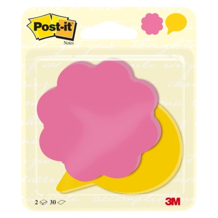 Blíster de 2 tacos de notas adhesivas Post-It flor y bocadillo 72,5 x 72,5 mm