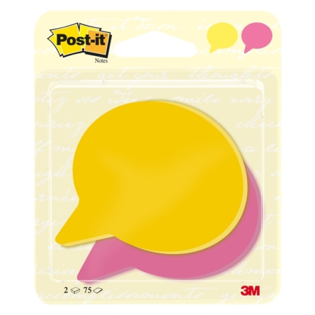 Blíster de 2 tacos de notas adhesivas Post-It bocadillo 71 x 73 mm