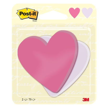 Blíster de 2 tacos de notas adhesivas Post-It corazón 70 x 72 mm