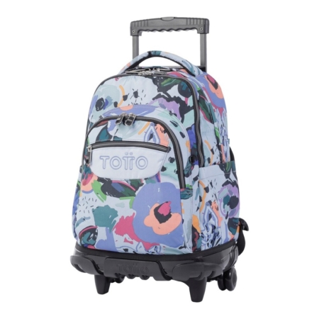 Mochila escolar con ruedas Totto Renglones con lienzo floral