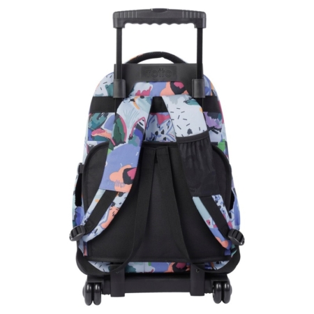Mochila escolar con ruedas Totto Renglones con lienzo floral