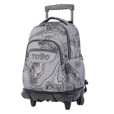 Mochila escolar con ruedas Totto Renglones estampado dinosaurios