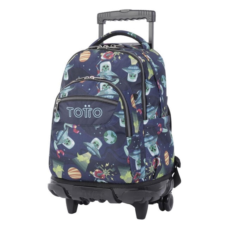 Mochila escolar con ruedas totto renglones planetas y aliens Material de oficina escolar y papeleria