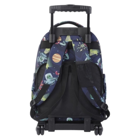 Mochila escolar con ruedas Totto Renglones planetas y aliens