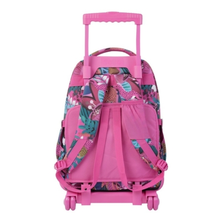 Mochila escolar con ruedas Totto Renglones con estampado tropical jaguar
