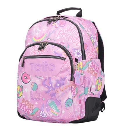 Mochila escolar Totto Crayoles rosa positive world