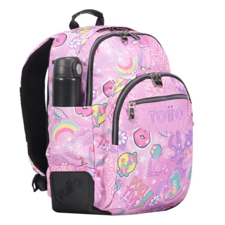 Mochila escolar Totto Crayoles rosa positive world