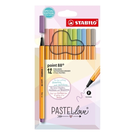 Estuche de 12 rotuladores Stabilo Point 88 Pastel Love