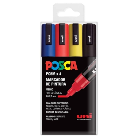 Estuche de 4 rotuladores Posca PC-5M Basic