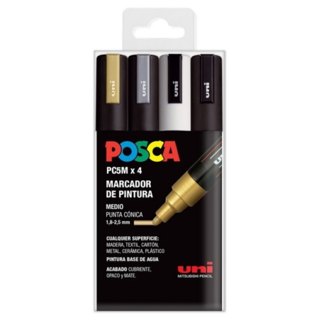 Estuche de 4 rotuladores Posca PC-5M GSWB