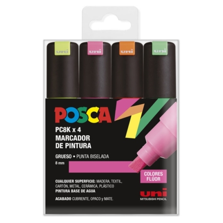 Estuche de 4 rotuladores Posca PC-8K Flúor