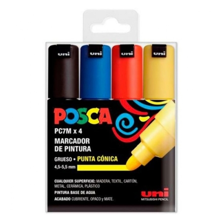 Estuche de 4 rotuladores Posca PC-7M Basic