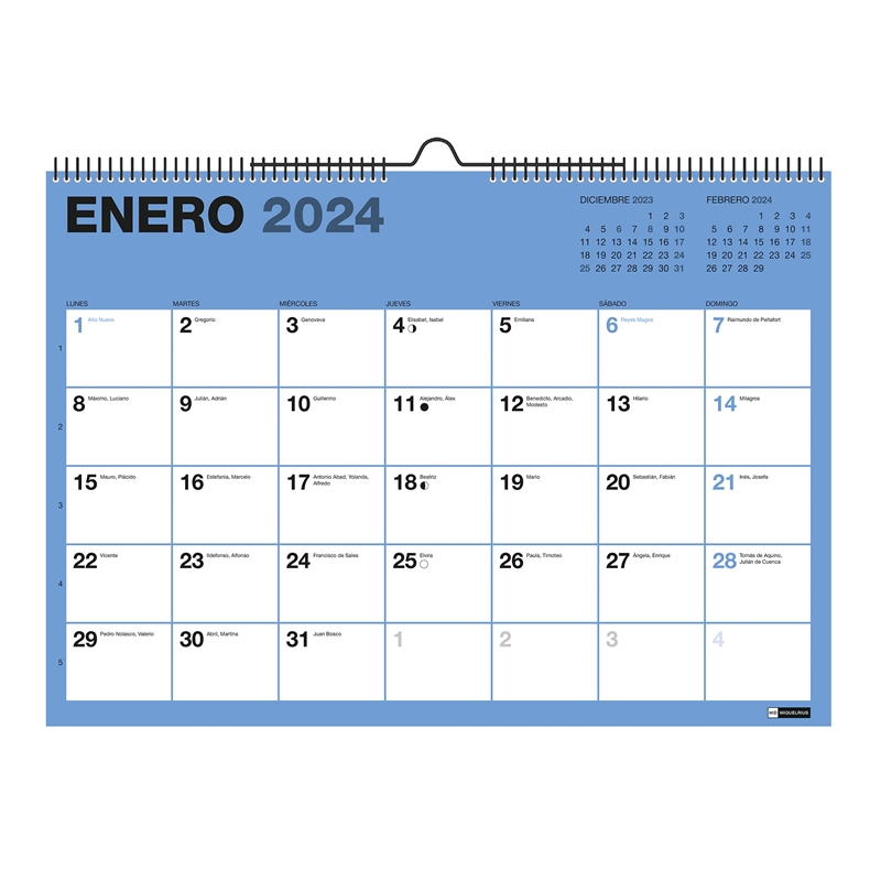 Calendario de pared 2023-2024 18 meses A3 Chromat para escribir