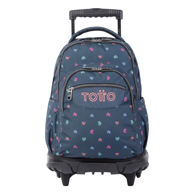 l➤ Compra MOCHILA TOTTO RUEDAS RENGLONES CORAZONES PASTEL a