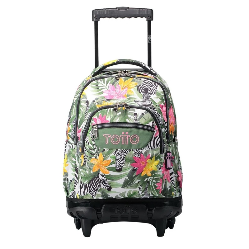 Mochila escolar con ruedas totto renglones tropical cebras Material de oficina escolar y papeleria